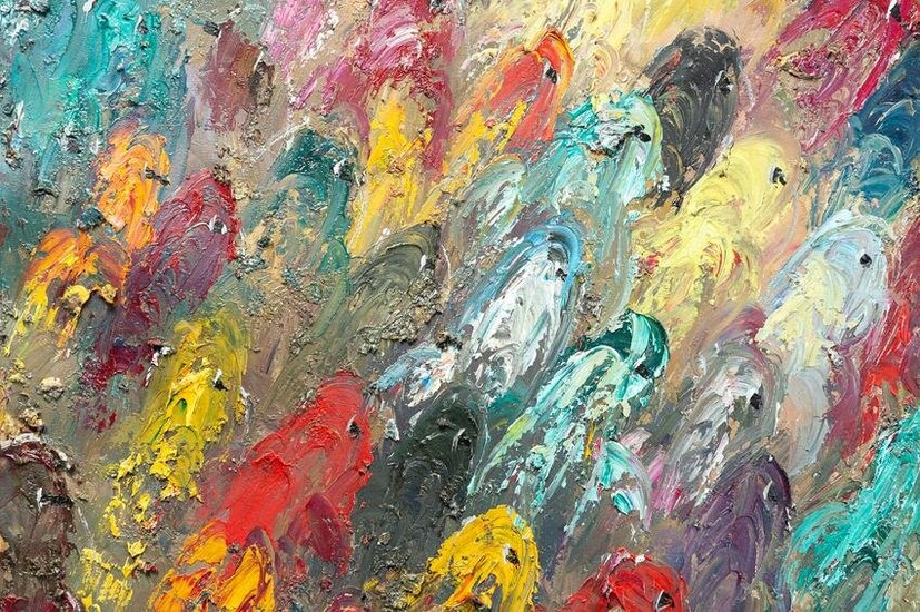 AN ABSTRACT PAINTING OF BIRDS