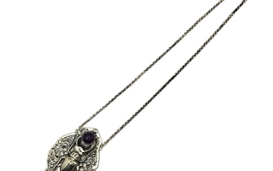 AN ART NOUVEAU STYLE STERLING SILVER SCARAB BEETLE NECKLACE ...