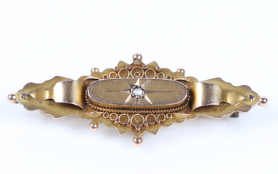 ANTIQUE 9CT GOLD MOURNING BROOCH.