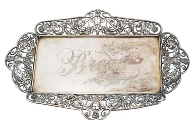 ANTIQUE AMERICAN SILVER PLATED BREAD SERVING TRAY