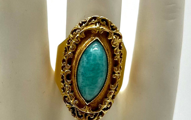 ANTIQUE COCKTAIL RING - 750 GOLD AND TURQUOISE.