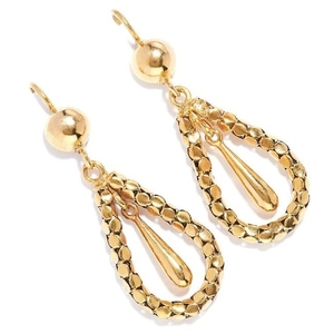 ANTIQUE GOLD DROP EARRINGS, 19TH CENTURY in high carat
