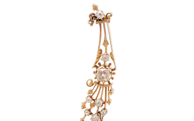 ANTIQUE, ROSE GOLD AND DIAMOND BROOCH