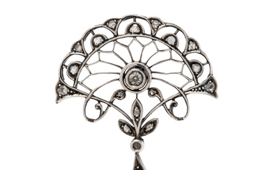 ANTIQUE, SILVER-TOPPED GOLD AND DIAMOND BROOCH
