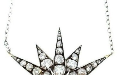 ANTIQUE Silver, Gold & Old Mine Cut Diamond Starburst