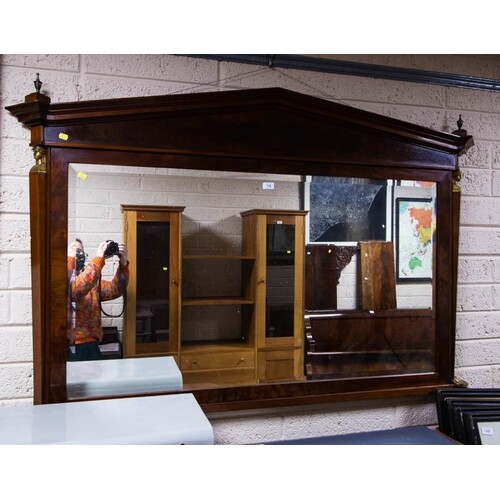 ARCH TOP EMPIRE STYLE MAHOGANY OVERMANTLE MIRROR WITH BEVELL...