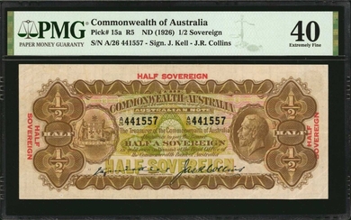 AUSTRALIA. Commonwealth of Australia. 1/2 Sovereign, ND (1926). P-15a. PMG Extremely Fine 40.