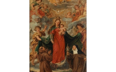 Abraham van Diepenbeck, 1596 S‘-Hertogenbosch – 1675 Anwerpen, zug., Theresa von Ávila und Johannes vom Kreuz vor der Gottesmutter