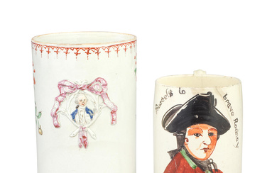 Admiral Lord Rodney: Two earthenware mugs, late 18th century