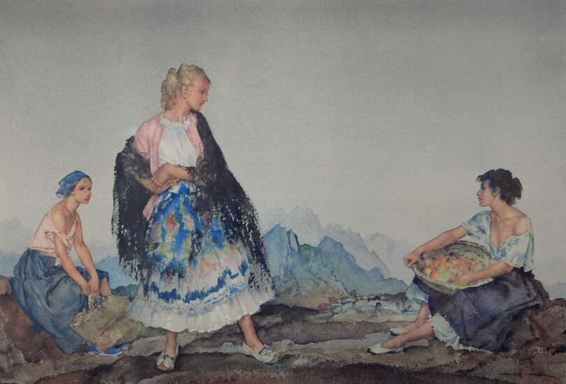 After Sir William Russell Flint, Basket of Peaches