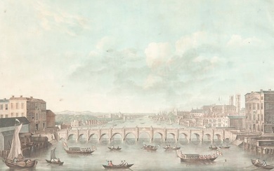 Alix, Pierre Michel Vue du Pont de Westminster (Paris). 1799. Kolorierte Aquatinta-Radierung.