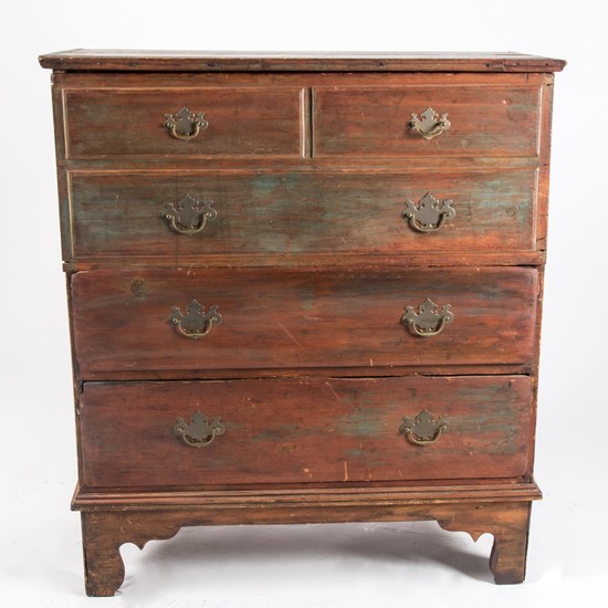 American Chippendale Pine Mule Chest