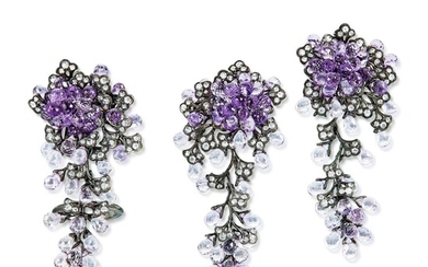 Amethyst and Diamond Demi-Parure | 紫水晶 配 鑽石 戒指及耳環套裝
