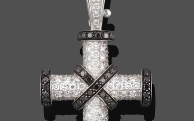 An 18 Carat White Gold Diamond Cross Pendant, by Theo...