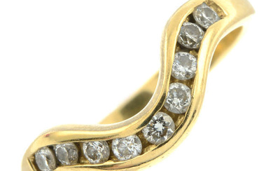 An 18ct gold brilliant-cut diamond shaped band ring.