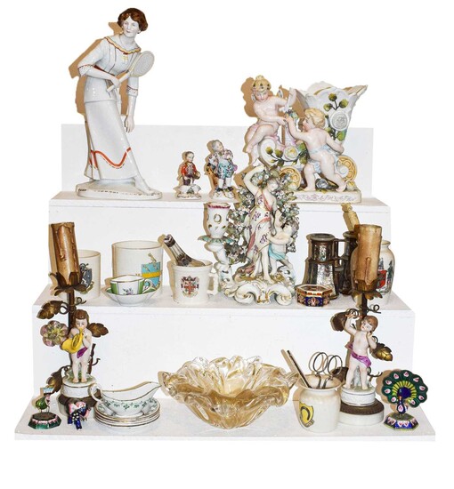 An 18th century Chelsea Derby figural candlestick, Cupid and...