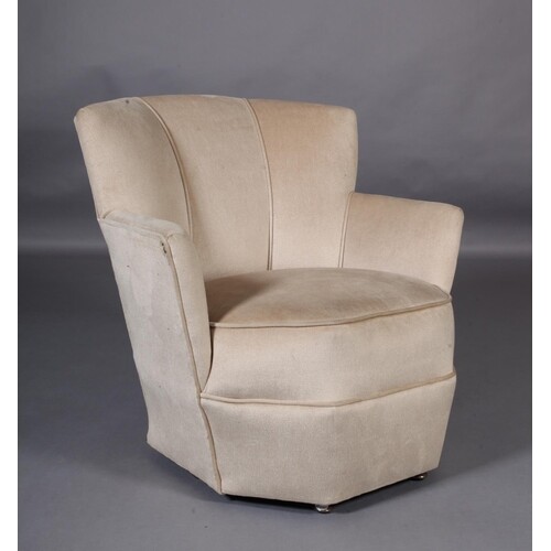 An Art Deco boudoir chair having a triple panel back and oct...