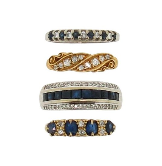 An Edwardian sapphire and diamond half-hoop ring, set...