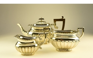 An Edwardian three piece silver tea service, William Aitken,...