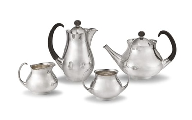 An Elizabeth II four-piece silver-plate tea and coffee service, designed by Eric Clements for Mappin & Webb, Sheffield, circa 1960
