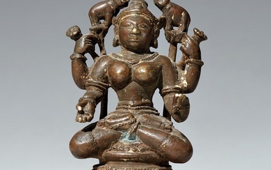An Orissa copper alloy figure of Gaja Lakshmi. Eastern India. 18th/19th century
