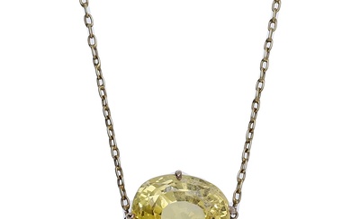 An early 20th century Sri Lankan yellow sapphire pendant and a pair...