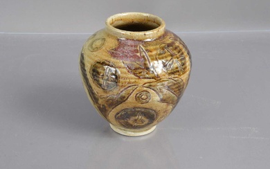 An interesting early 20th Century art pottery stoneware vase with sgraffito decoration