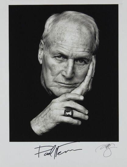 Andy Gotts MBE, British b.1967- Paul Newman, 2011; unique gelatin silver print on Fujicolour Professional photo paper, signed by the artist and the sitter in black pen, sheet 42.9 x 32.8cm (unframed) (ARR) Provenance: purchased directly from the...