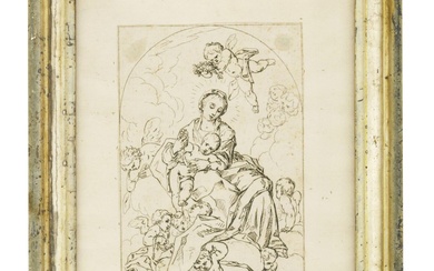 Anonimo del XVII secolo La Vergine col Bambino sulle nubi...