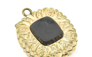 Antique 19th C Gold Filled & Onyx Intaglio Locket