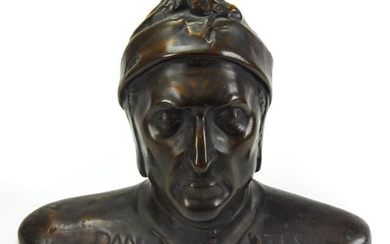 Antique Cast Bronze Bust of Dante Alighieri