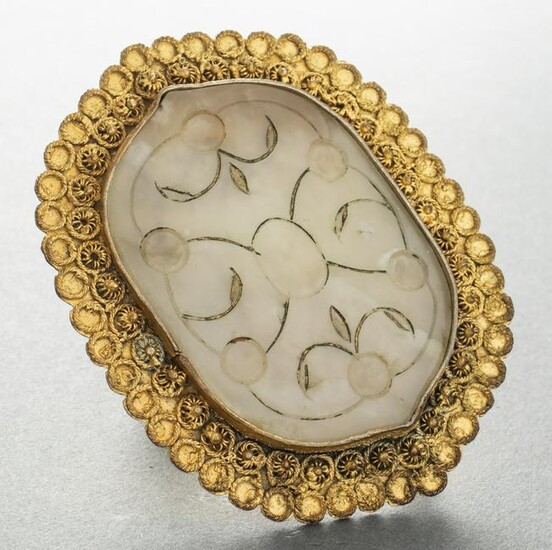 Antique Chinese Carved Nephrite Jade Brooch