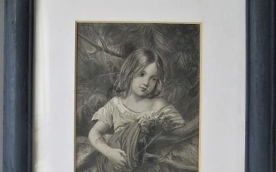 Antique Engraving, The Forest Cleaner, 1860s, Oak Frame