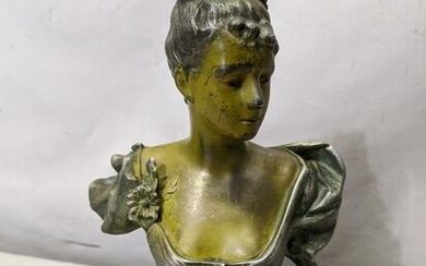 Antique Faux Bronze Spelter Woman's Bust Belle Epoque