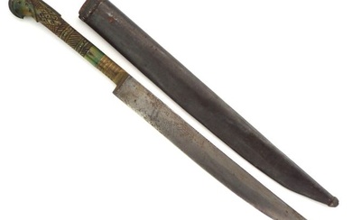 Antique Fine Islamic Ottoman Turkish or Greek Silver Inlaid KHANJAR Dagger
