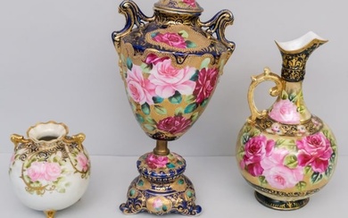 Antique Nippon Porcelain Vases & Ewer