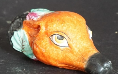 Antique Staffordshire Fox Head Pottery Stirrup Cup