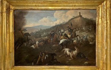 Antonio Calza (attribuito a) (Verona 1658-Verona 1725) - Scena bellica tra milizie europee
