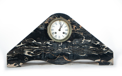 Art Deco Black Marble Mantel Clock, 1930s-1940s