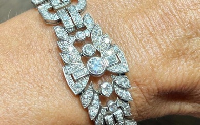 Art Deco French Platinum Diamond Bracelet