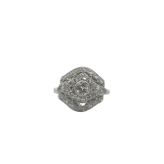 Art Deco Style Platinum Ring with Diamonds