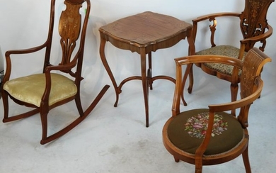 Art Nouveau Furniture Ensemble, Four Pieces