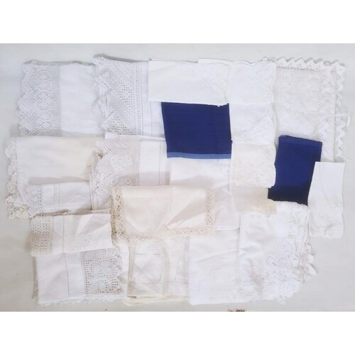 Assorted linen to include pillowcases, sheets, napkins, tabl...