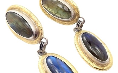 Authentic! Gurhan Hammered Sterling Silver 24k Gold Labradorite Earrings