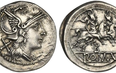 B series, Denarius, Etruria (?), ca. 211-208 BC; AR (g...