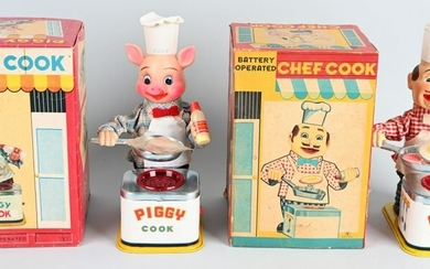 BATTERY OP PIGGY COOK & CHEF COOK W/ BOXES