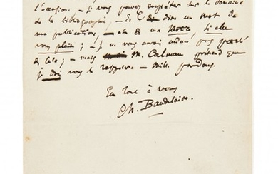 BAUDELAIRE, Charles (1821-1867) Lettre autographe signée