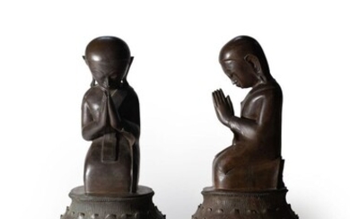 BIRMANIE - XIXe siècle Paire de statuettes... - Lot 16 - Aponem