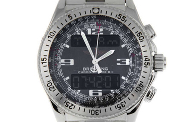 BREITLING - a gentleman's stainless steel Professional B-1 SuperQuartz chronograph bracelet watch.