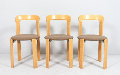 BRUNO REY. Kusch & Co., 3 chairs/dining room chairs, model 'Rey Chair 33', beech, designed 1971, Germany (3).